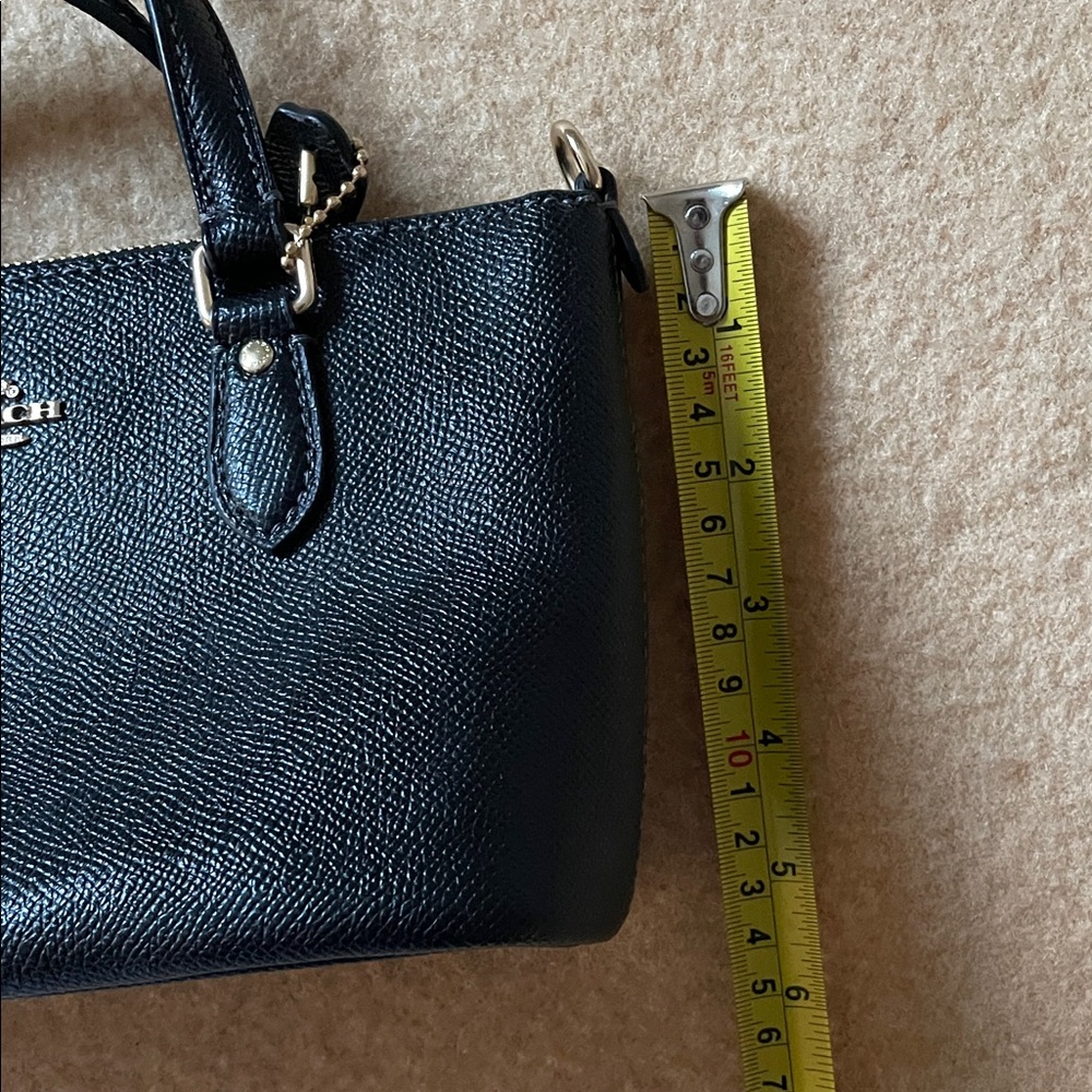 Coach Black Pebbled Genuine Leather Satchel Mini Handbag Tote 90s - Picture 4 of 9